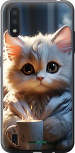 Чохол на Samsung Galaxy A01 A015F Білий кіт "5646u-1842-2448"