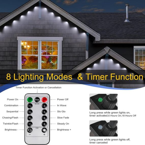 Різдвяна гірлянда Tacobey Eaves 15 м — 36 LED, жовте тепле світло, мережеве живлення, для вулиці та дому | Зображення 1