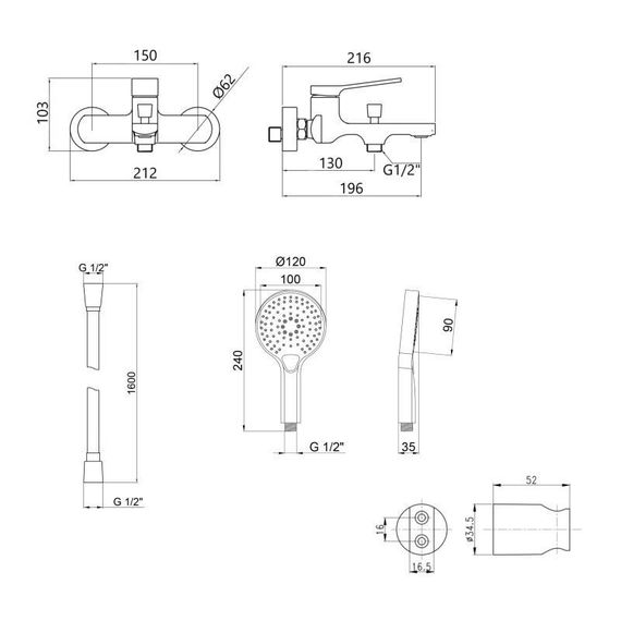 Акційний набір Qtap: Змішувач для душу Slavonice QTSLA259BLM45918+Лійка Rucni QTRUCA120O3KBB+Шланг Hadice | Зображення 1