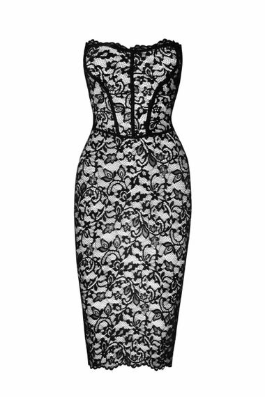 Сукня Noir Handmade F301 Catalyst, 3XL, black, міді, мереживо, відкриті плечі, шнурівка на спині sexstyle | Зображення 4