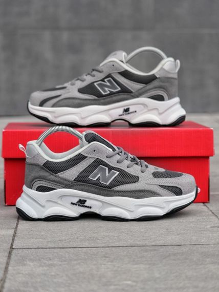 Кросівки New Balance замш/шкіра/3D сітка колір білий, сірий, чорний | Зображення 4