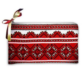 Косметичка жіноча Украинский орнамент красный 20х12 см (K_KU014)