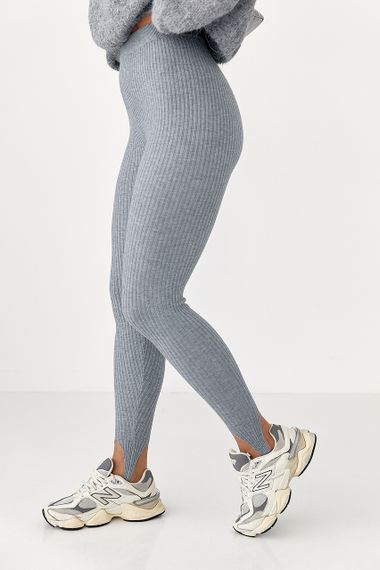 Трикотажні лосини в рубчик зі штрипками - сірий цвет, ONE SIZE (є розміри) | Зображення 4