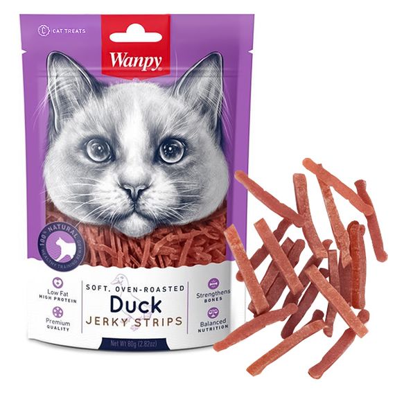 Лакомство для котов Wanpy Soft Duck Jerky Strips с уткой 80 гр