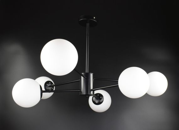 Люстра стельова на 6 лампочок 26208 Чорний 40-70х88х88 см.