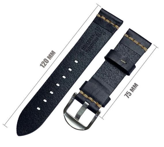 Кожаный ремешок Primolux C052 Silver Buckle для часов Samsung Galaxy Watch 3 41mm (SM-R850) - Black | Зображення 4