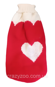 Свитер для собак и котов EcoToys Heart L бело-красный A: 30 см B: 36 см C: 24 см 6901