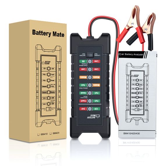 Тестер для акумуляторних батарей BM-410 + крокоділли, 12V, LED | Зображення 3