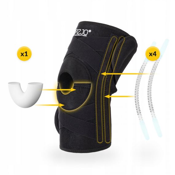 Фіксатор (бандаж) для коліна 4FIZJO універсальний, подовжений 1 шт 4FJ0634 (P-5905973400497) | Зображення 1