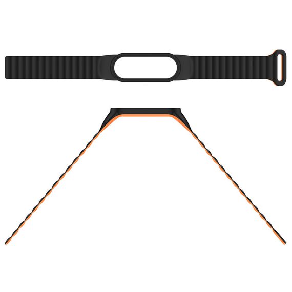 Ремешок Dual-color Magnetic для Xiaomi Mi Band 7/6/5/4/3 Black / Orange | Зображення 3