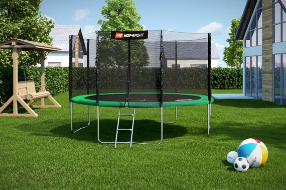 Батут Hop-Sport 12ft (366см) зелений із зовнішньою сіткою | Зображення 1