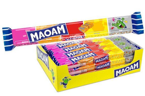 Цукерки жувальні фруктові асорті Haribo MAOMAM, 106 г (5 шт. по 22 г), Німеччина, жуйка,