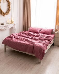 Постільна білизна полуторна Dushka Home Страйп сатин 20524 160х215 см рожева
