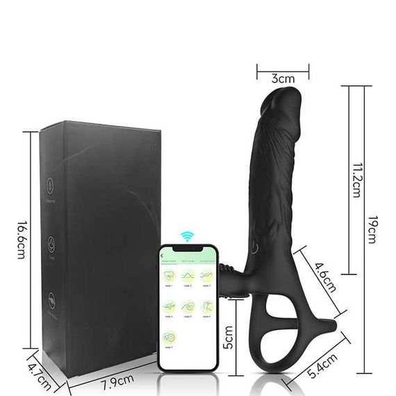 Смарт эрекционное кольцо с вибрацией и фаллоимитатором для двойного проникновения Love Spousе | Зображення 2