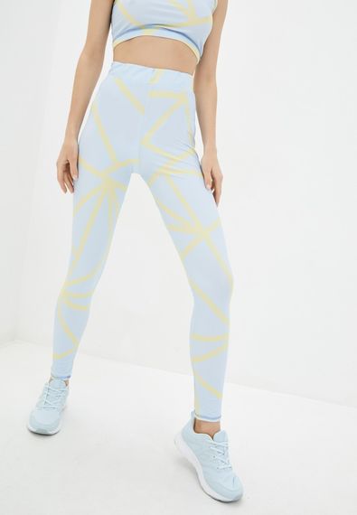 Спортивные леггинсы 4Profi с принтом "Геометрия" голубой/желтый размер L бифлекс 16749