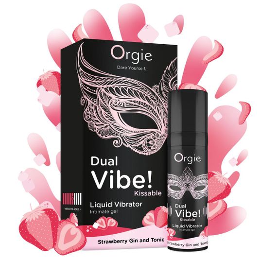 Рідкий вібратор Orgie Dual Vibe! Strawberry Gin & Tonic Kissable Liquid Vibrator, 15 мл Sex Aura | Зображення 1