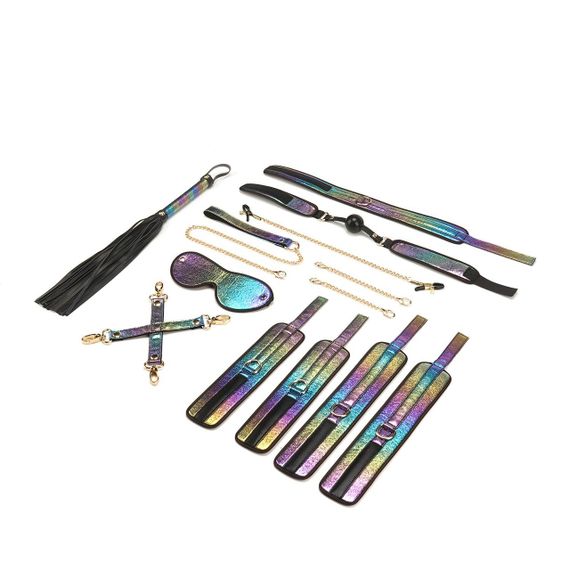 БДСМ-набір Liebe Seele Vivid Rainbow 8 Pieces Set, 8 аксесуарів, екошкіра на оксамитовій основі Sex Aura | Зображення 1