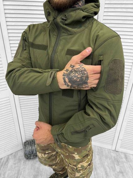 Осенняя тактическая куртка софтшел  squat oliva ВТ7856 | Зображення 1