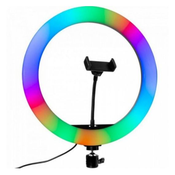 Кільцева світлодіодна лампа RGB LED RING MJ26 26 см з утримувачем телефону, кільцева лампа велика | Зображення 6