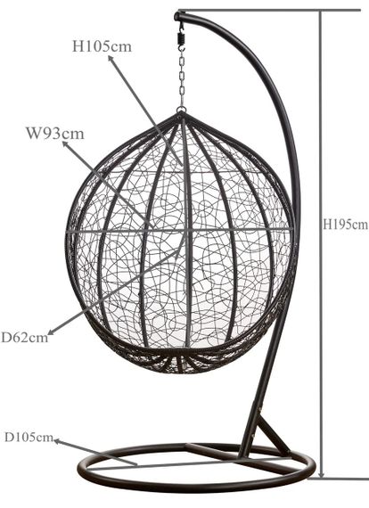 Підвісне крісло-гойдалка кокон Bonro Бонро 329S (чорно-сіре) (46000009) | Зображення 8