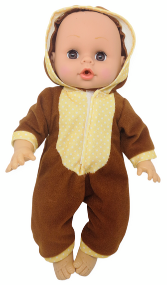 Пупс лялька розмовляє плаче сміється в костюмі ведмедик 29.5 см Little baby з пляшечкою | Зображення 6