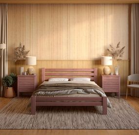 Двоспальне дерев'яне ліжко Mebigrand Прем'єра Горіх лісовий 180х200 см (MBG-2750)