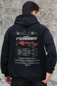 Утеплене зіп худі на флісі зіпер з принтом Ferrari Without Kane Black