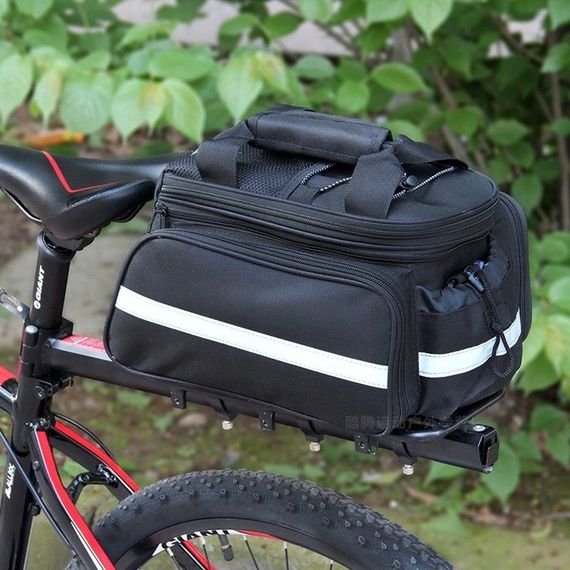 Велосипедна сумка на багажник із дощовиком  Korbi 30L чорна | Зображення 1