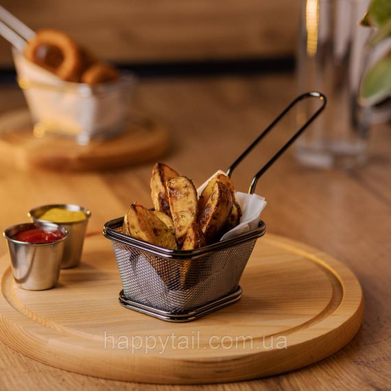 Корзина сервировочная для подачи картофеля фри и снеков 10.5×9x5.5 см Черная HP-19-4-S-B | Зображення 3