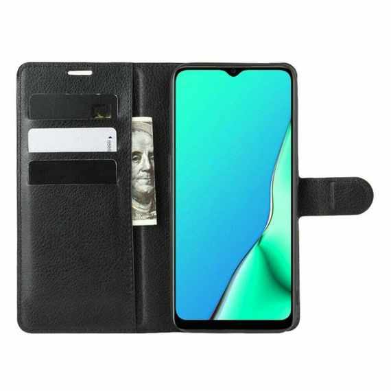 Чохол книжка з кишенями для карт на Oppo A5 (2020) колір Чорний | Зображення 1