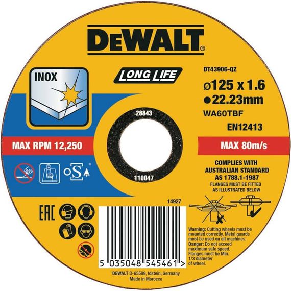 Коло відрізне 125х1.6х22.23 мм DeWALT DT43906