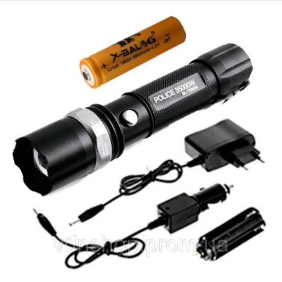 Портативный светодиодный фонарь с USB-зарядкой Bailong 8626, Фонарь водозащищенный EO-97 | Зображення 4