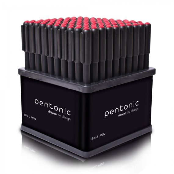 Набор шариковых ручек Pentonic 412201 100 шт/уп красный | Зображення 1