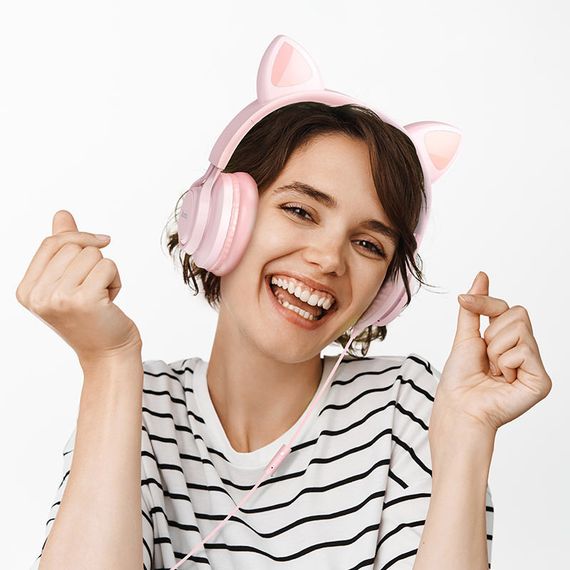 Накладные наушники Hoco W36 Cat ear (3.5mm/1.2m) Pink | Зображення 2