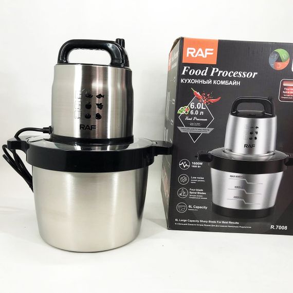 Блендер для кухні подрібнювач кухонний RAF R.7008 6 л 1600 Вт, Побутовий подрібнювач продуктів для дому AY-88 | Зображення 7
