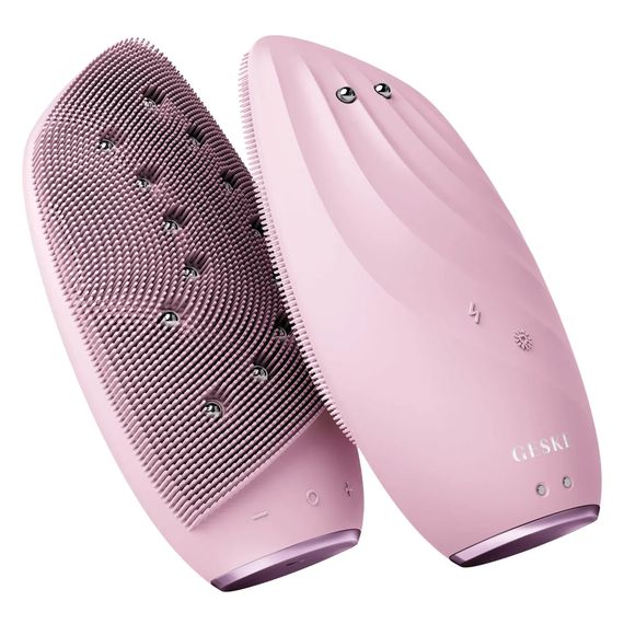 Очищувальна щітка для обличчя GESKE Sonic Thermo Facial Brush&Face-Lifter 8в1 white, Рожевий | Зображення 5