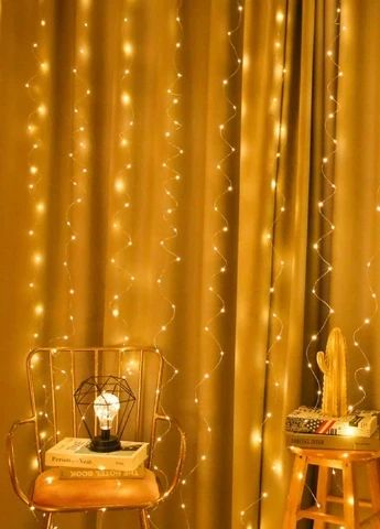LED гірлянда-штора на вікна 3х3 метри, Світлодіодна новорічна гірлянда штора з пультом від USB   знижка | Зображення 7
