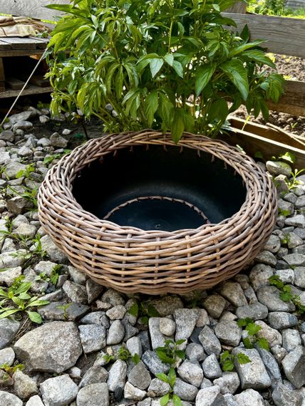 Низьке кашпо зі штучного ротангу “Лоза 12,5 л” — для квітів або як лежанка для кота | Зображення 6