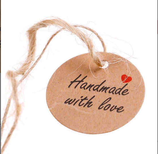 Бирка "Hand made with love" (100 шт) | Зображення 2