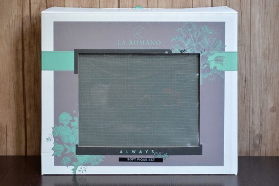 Комплект постільної білизни з вафельним пледом La Romano Soft Pique 230×250, Хакі | Зображення 2