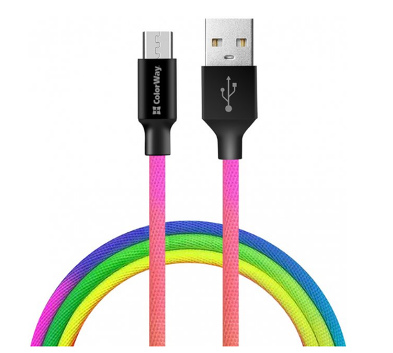 Кабель USB MicroUSB ColorWay CW-CBUM017-MC 2,4A 1м різнокольоровий | Зображення 1