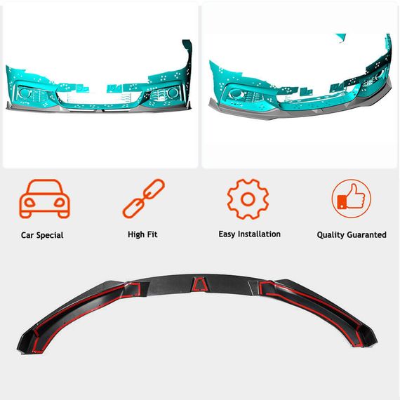 Накладка на передній бампер Lip V2 (для M-Sport, Карбон) для BMW 4 серія F-32 2012-2020 рр | Зображення 1