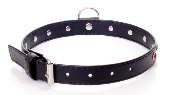 Ошейник из искуственной кожи с кристаллами Fetish Boss Series - Collar Red Crystal, BS3300121 Sex Aura | Зображення 1