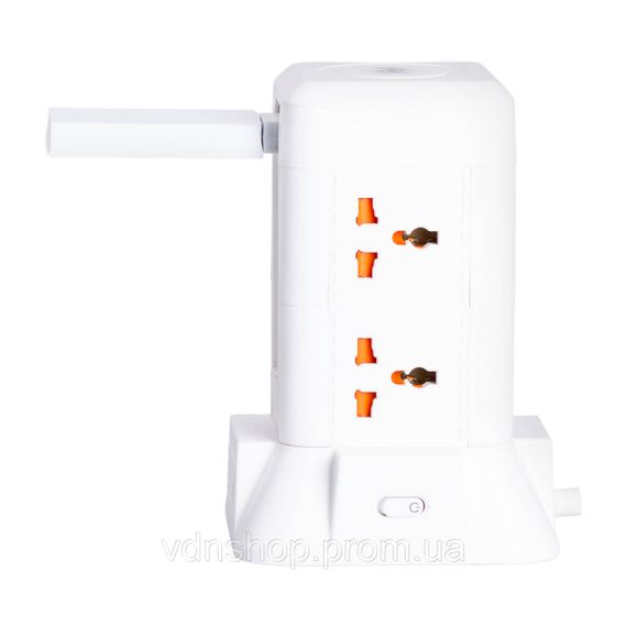 Мережевий фільтр подовжувач 2.8 м з лампою на 6 універсальних розеток з 2 USB, 1 Type-C, бездротова зарядка HP-5-1 | Зображення 3