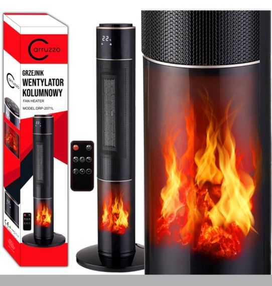 Колонний обігрівач з імітацією каміна та пультом ДУ Carruzzo Q20K 2000 Вт (47737-6983_1648)