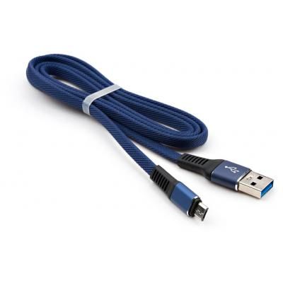 Дата кабель USB 2.0 AM to Micro 5P 1m flat nylon blue Vinga (VCPDCMFNB1B) (VCPDCMFNB1B) | Зображення 2