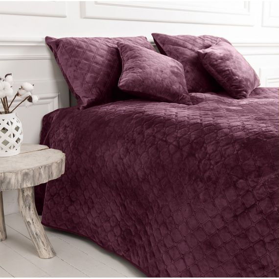 Покривало полуторне ТЕП Velour Ромб круглий 4-00515-22868 150х210 см бордове