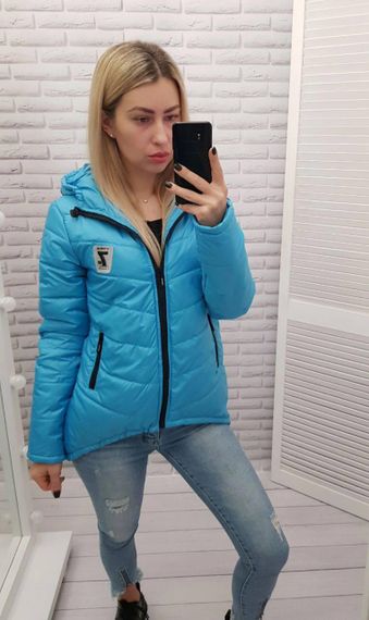 Жіноча демісезонна куртка з емблемою, арт.210/7, блакитний | Зображення 4