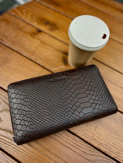 Коричневый кошелек-клатч  с блоком под карточки с фактурной натуральной кожи  Marco Coverna MC086-5901С | Зображення 5