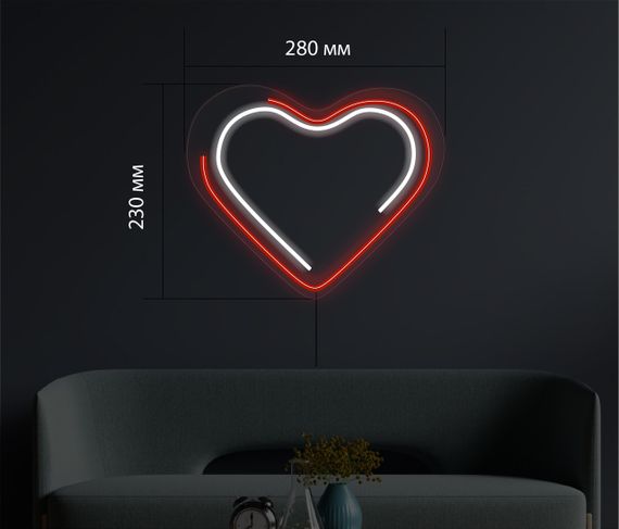 Неоновий світильник Серце подвійне 280х230 acr-n000004 | Зображення 3